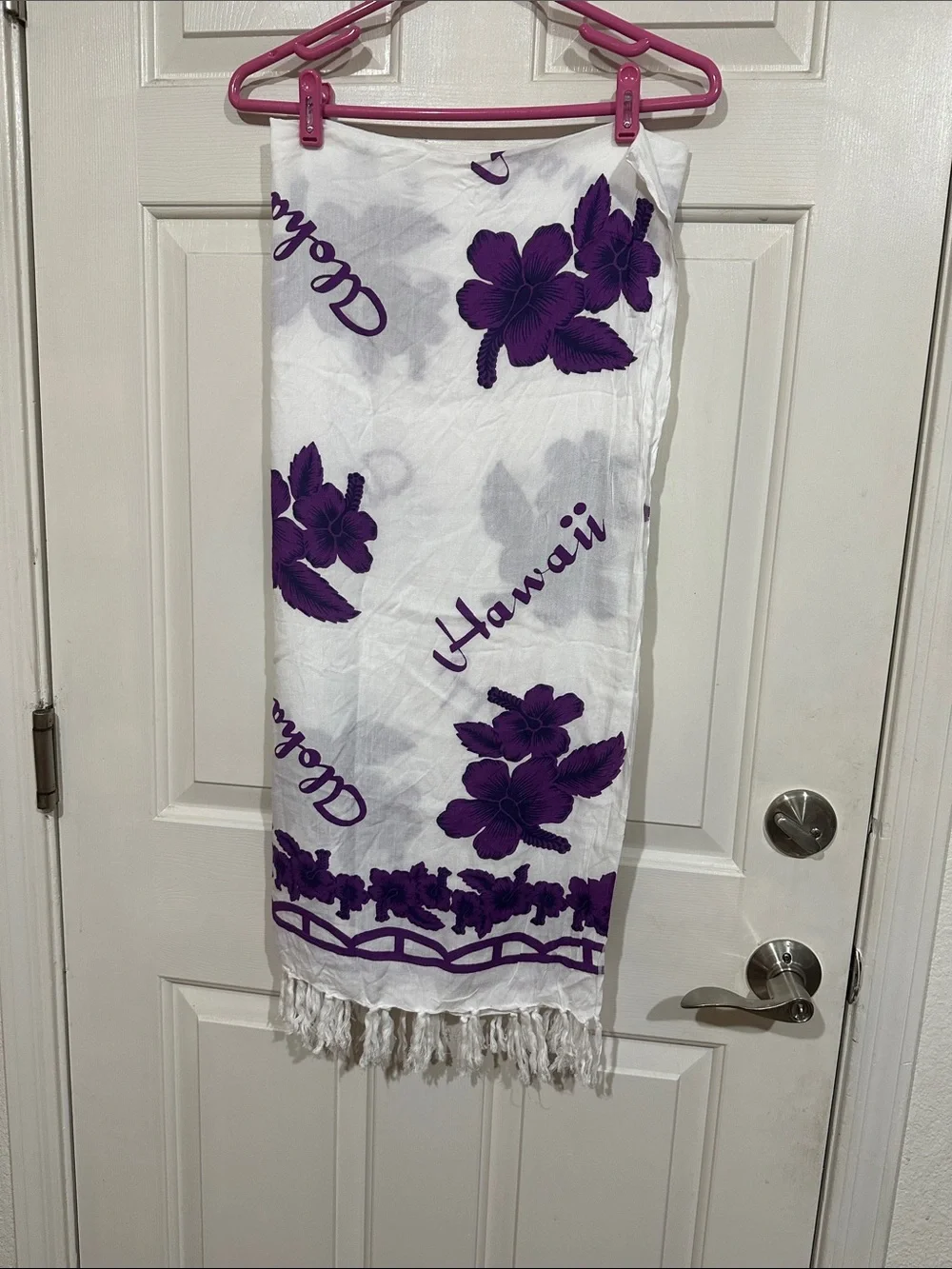 White & Purple Hawaii Floral Beach Towel Scarf - Brand Unspecified